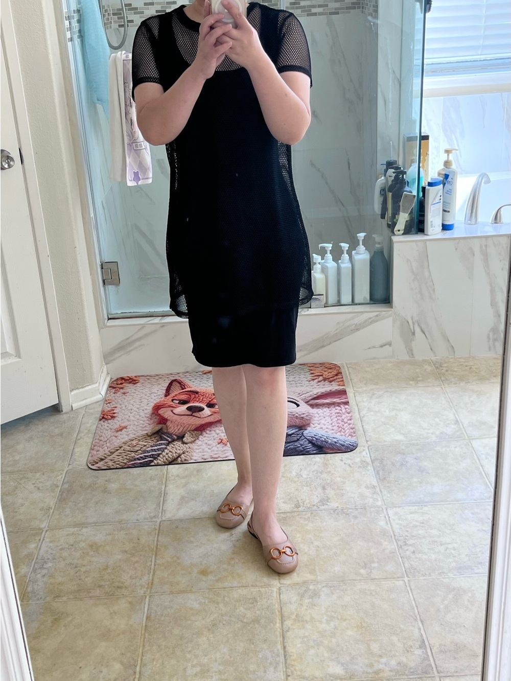 H&M Divided Black Mesh Overlay Dress, Fits S/M